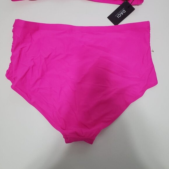 NWT DACI Twisted Front High Waisted Swimwear Plus Size -Neon Pink - Size 22W - Picture 7 of 12